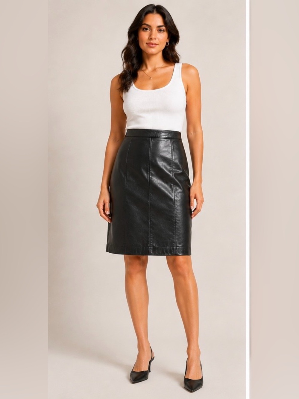 Concepts 80s 90s Vtg Black Leather Skirt Sz 11 Rocker Moto Goth Grunge Y2K Edgy